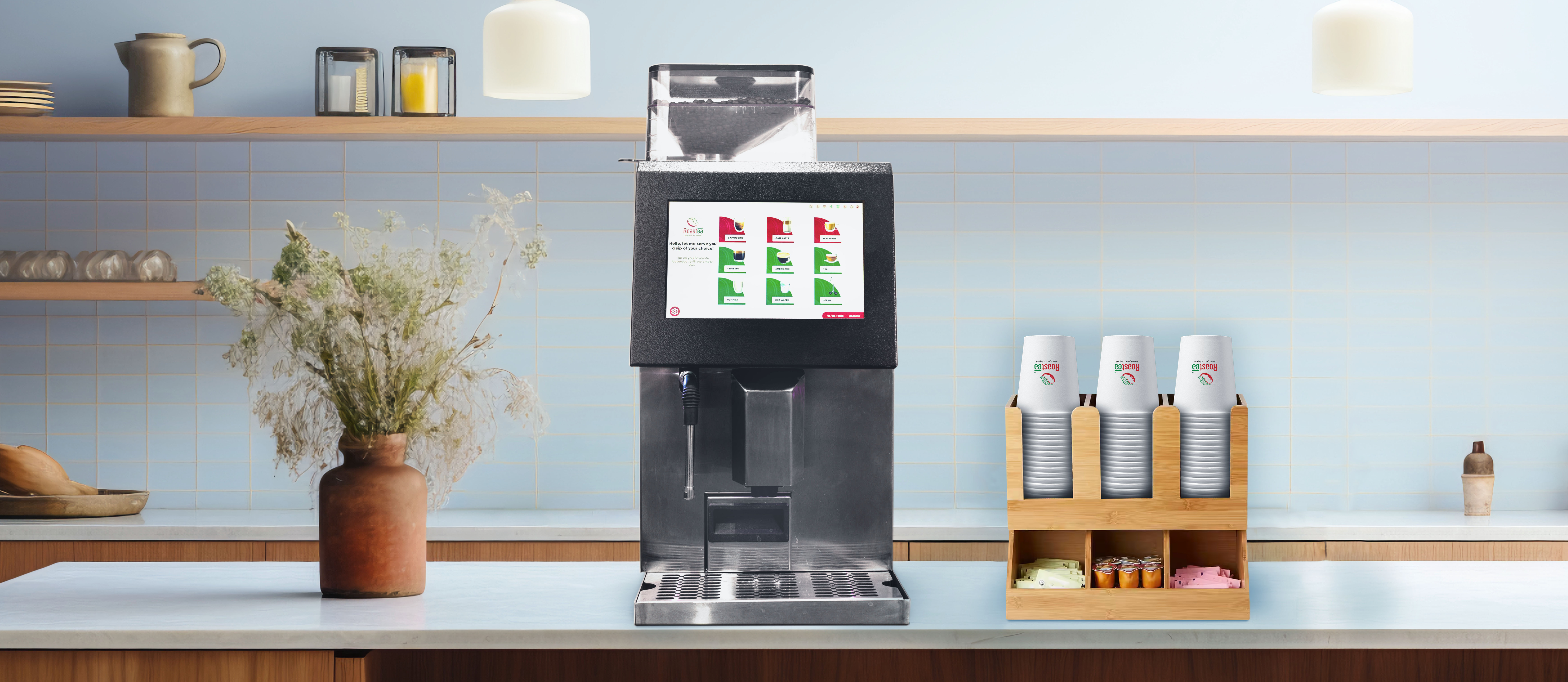 Elevate Your Office Beverage Experience with Roastea’s Bean 2 Cup Vending Machine